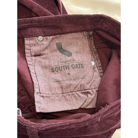 Adriano Goldschmeid The Isabelle High Rise Straight Crop Burgundy Velvet Size 25 - Picture 13 of 13